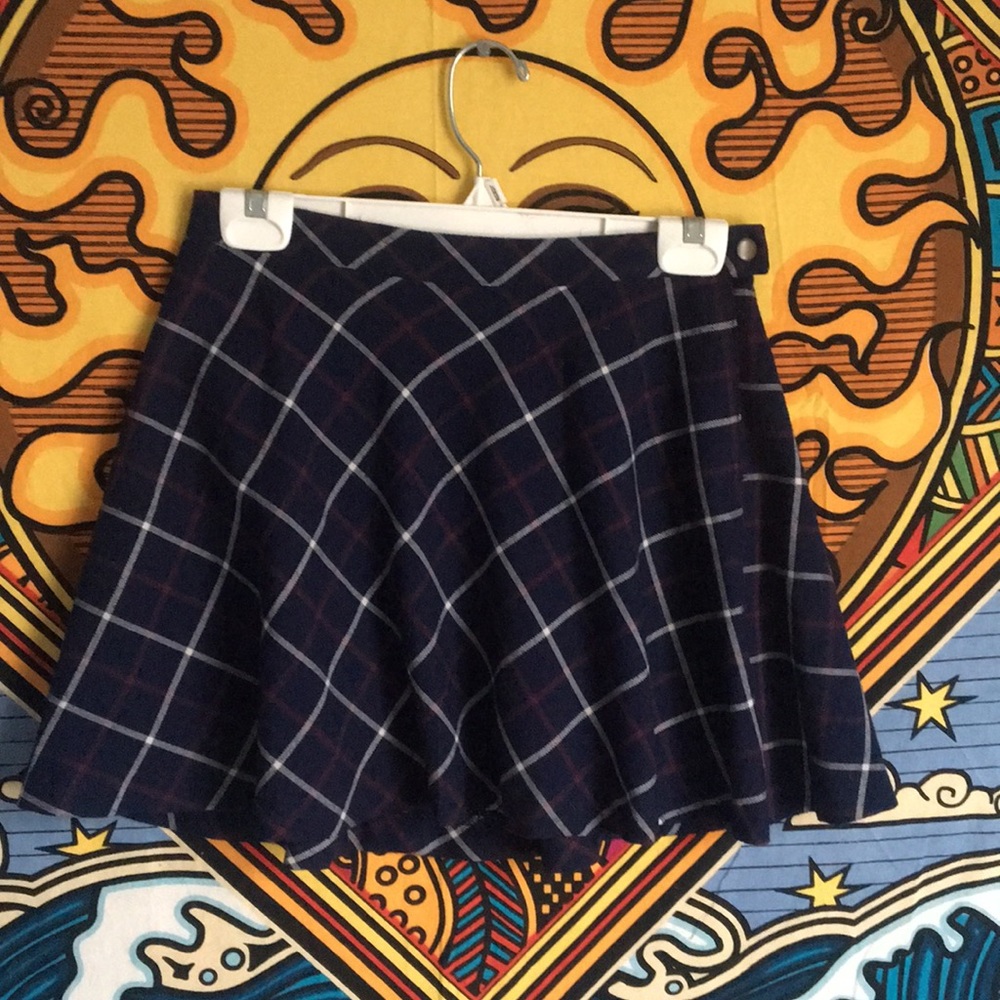 Red and Blue Plaid Mini Skirt